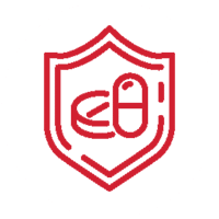 Red Shield With Pills Imagery Icon